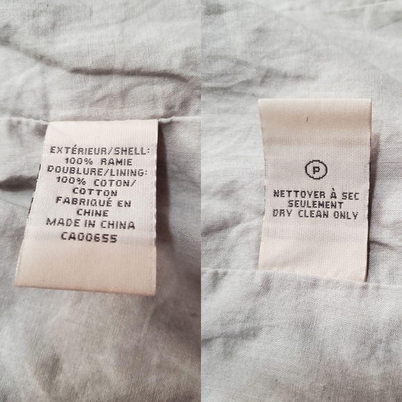 RW&CO ramie & cotton jacket blazer short skirt suit gray Small S natural fabric - Picture 16 of 16